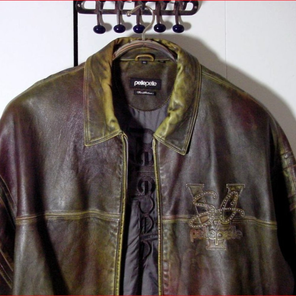 Pelle Pelle Marc Buchanon Vtg Leather Jacket Moss Green Soda Club Sz 60 - Picture 3 of 12